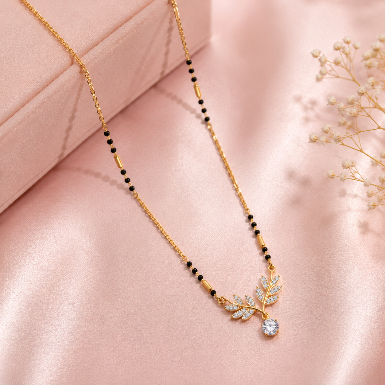 Elegant Leaf Diamond Mangalsutra