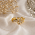Luxury Adjustable Gold-Plated Crystal Ring for Women | Anti-Tarnish Statement Ring