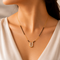 Elegant Diamond U Pendant Mangalsutra Necklace for Women | Gold-Plated | Anti-Tarnish