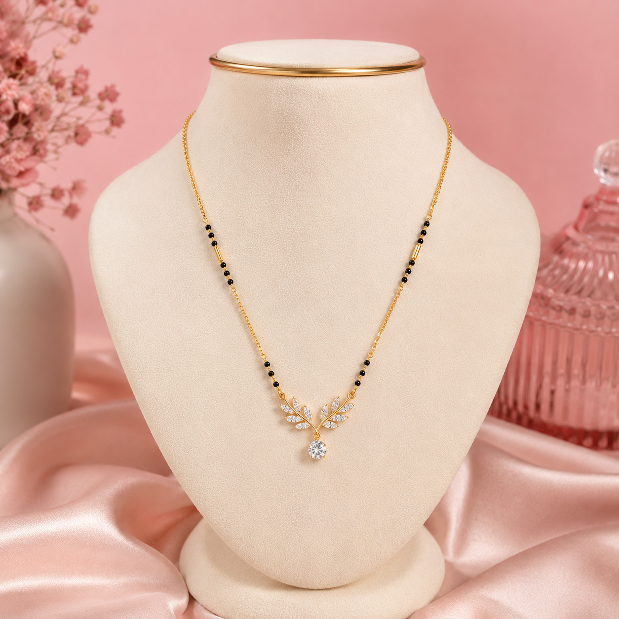 Elegant Leaf Diamond Mangalsutra