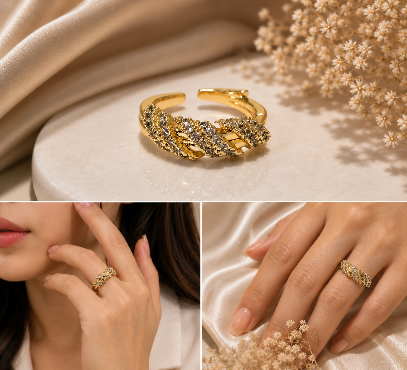 ✨ Braided Sparkle Adjustable Ring