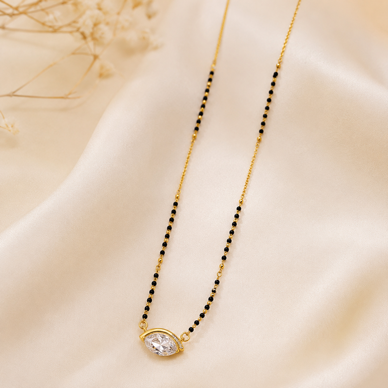 Elegant Marquise CZ Mangalsutra Necklace – Anti Tarnish Gold Plated | Daily Wear