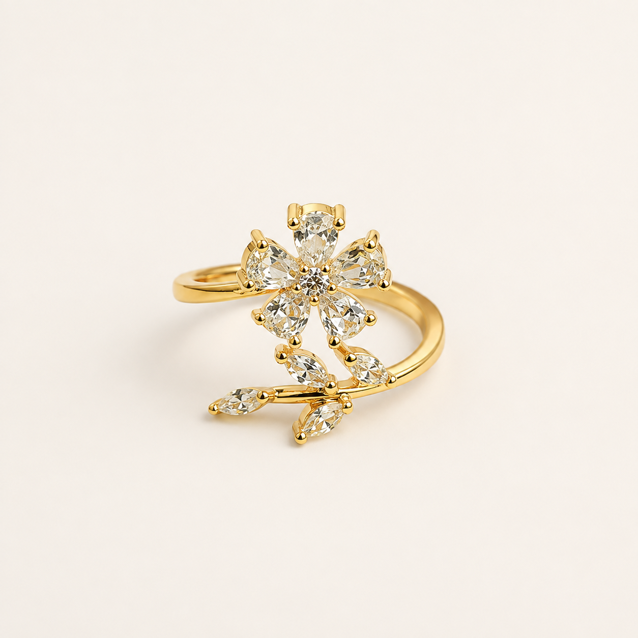 Floral Blossom Adjustable Ring