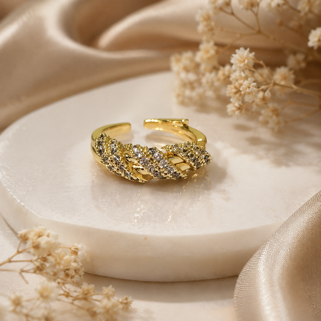 ✨ Braided Sparkle Adjustable Ring