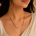 Elegant Curved CZ Mangalsutra Necklace | Gold Plated Anti-Tarnish Daily Wear Mangalsutra for Women