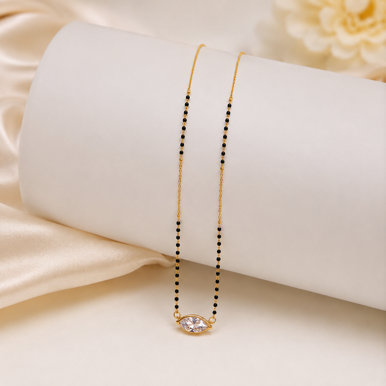 Elegant Marquise CZ Mangalsutra Necklace – Anti Tarnish Gold Plated | Daily Wear
