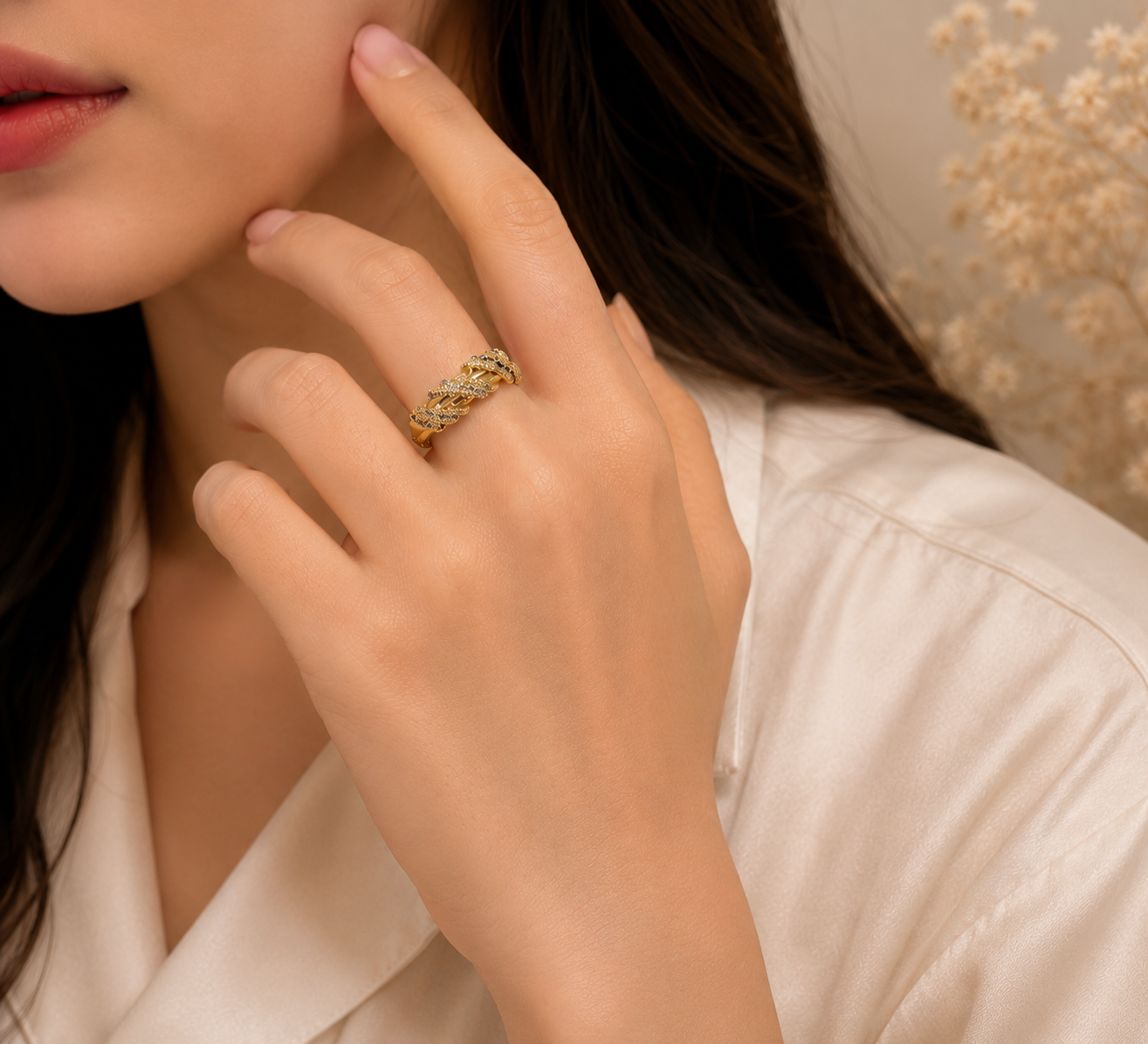 ✨ Braided Sparkle Adjustable Ring
