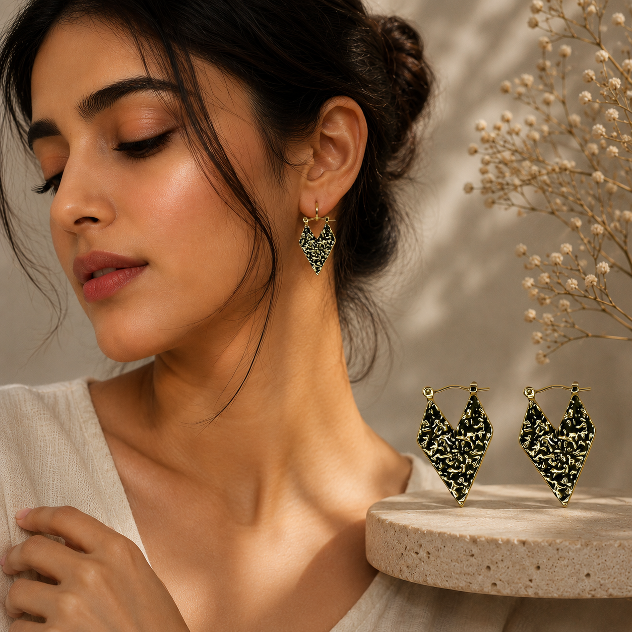 Premium Geometric Gold Hoops