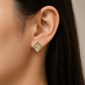 Elegant Geometric Gold-Tone Stud Earrings