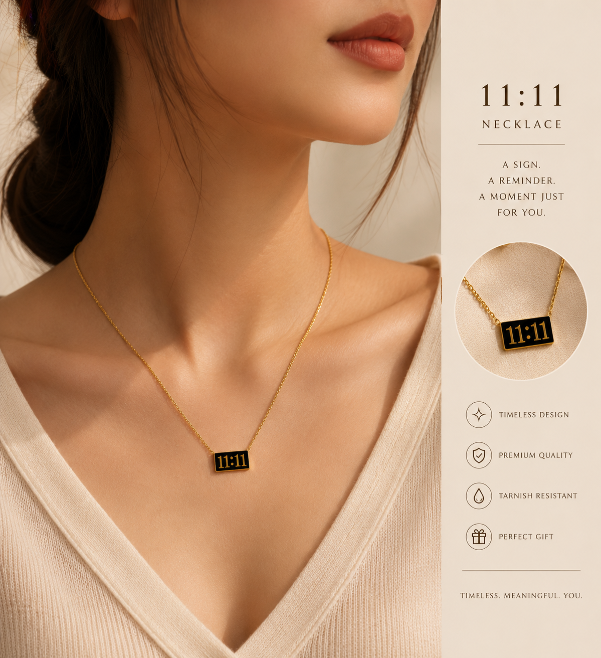 11:11 Necklace – Minimal Gold Pendant