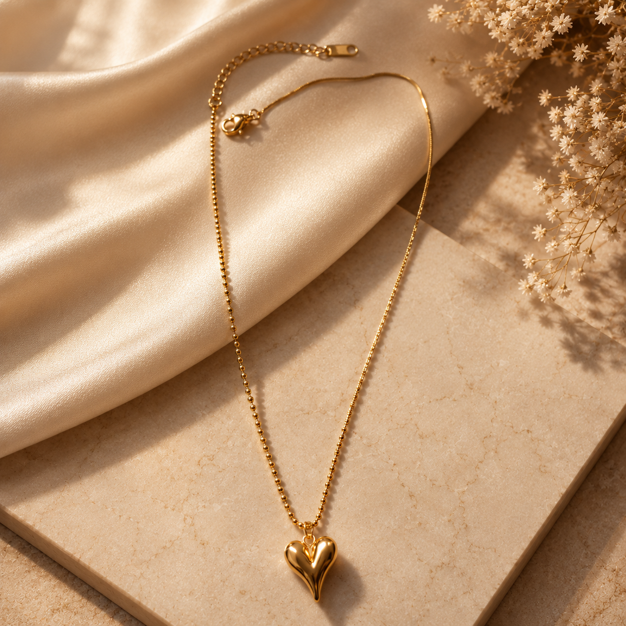 Golden Heart Pendant Necklace