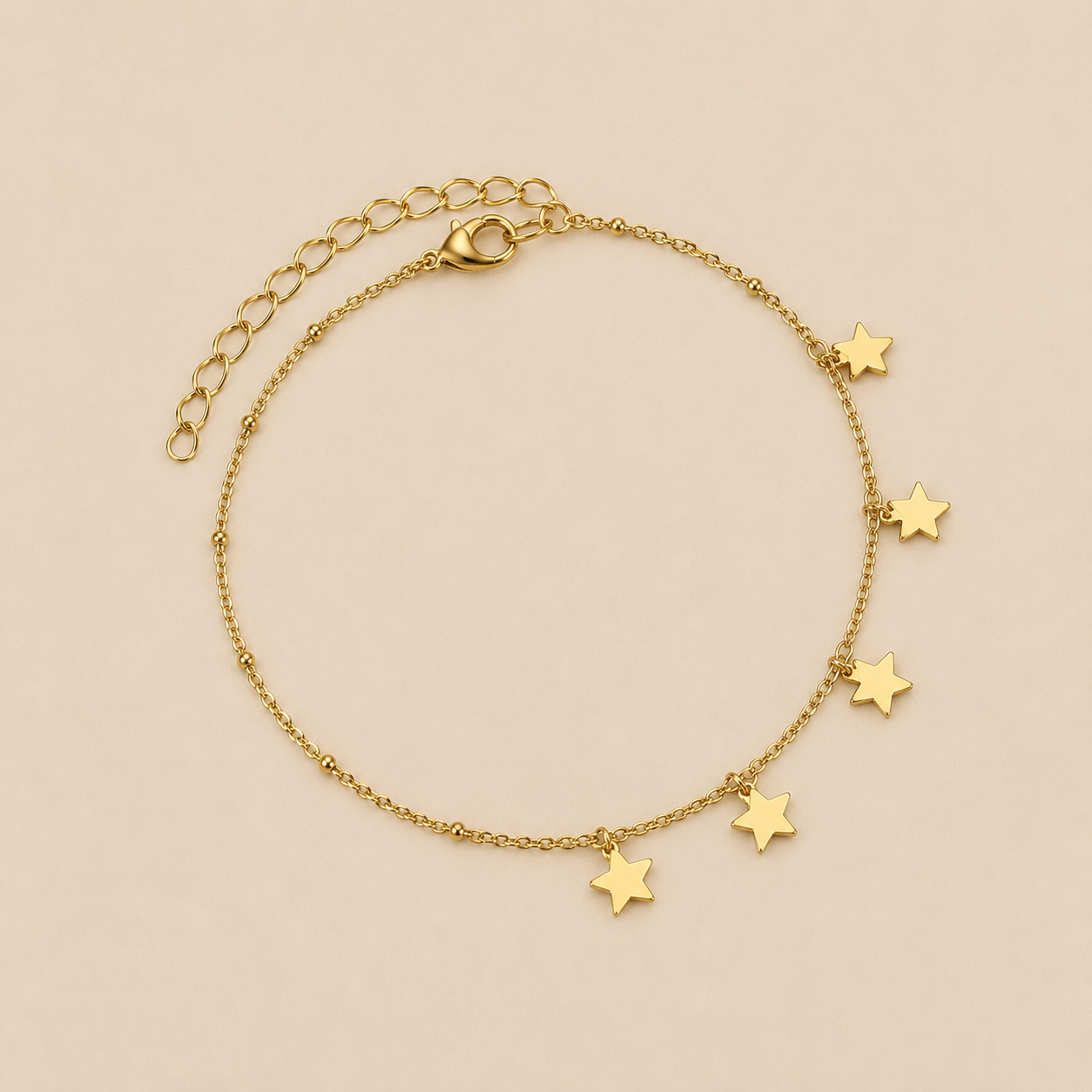 ✨ Celestial Star Charm Bracelet – Elegant Minimalist Gold-Tone Design