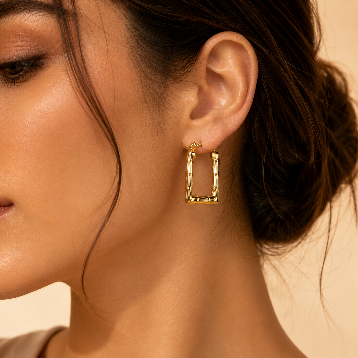 Bamboo Luxe Rectangular Hoops ✨