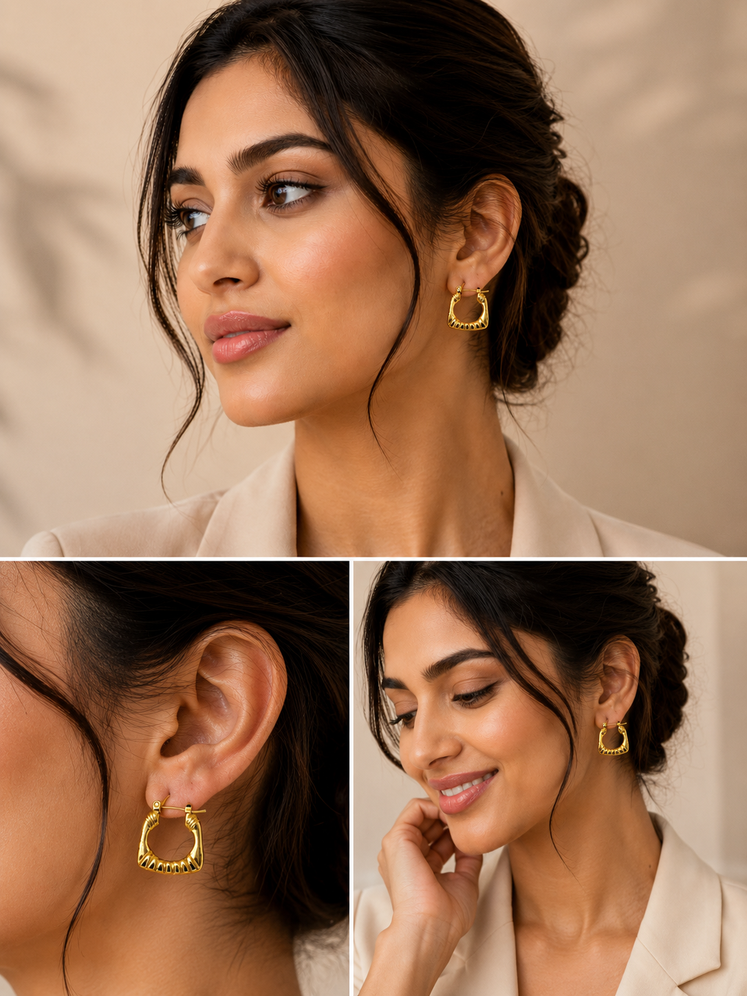 Golden Aura Textured Hoops