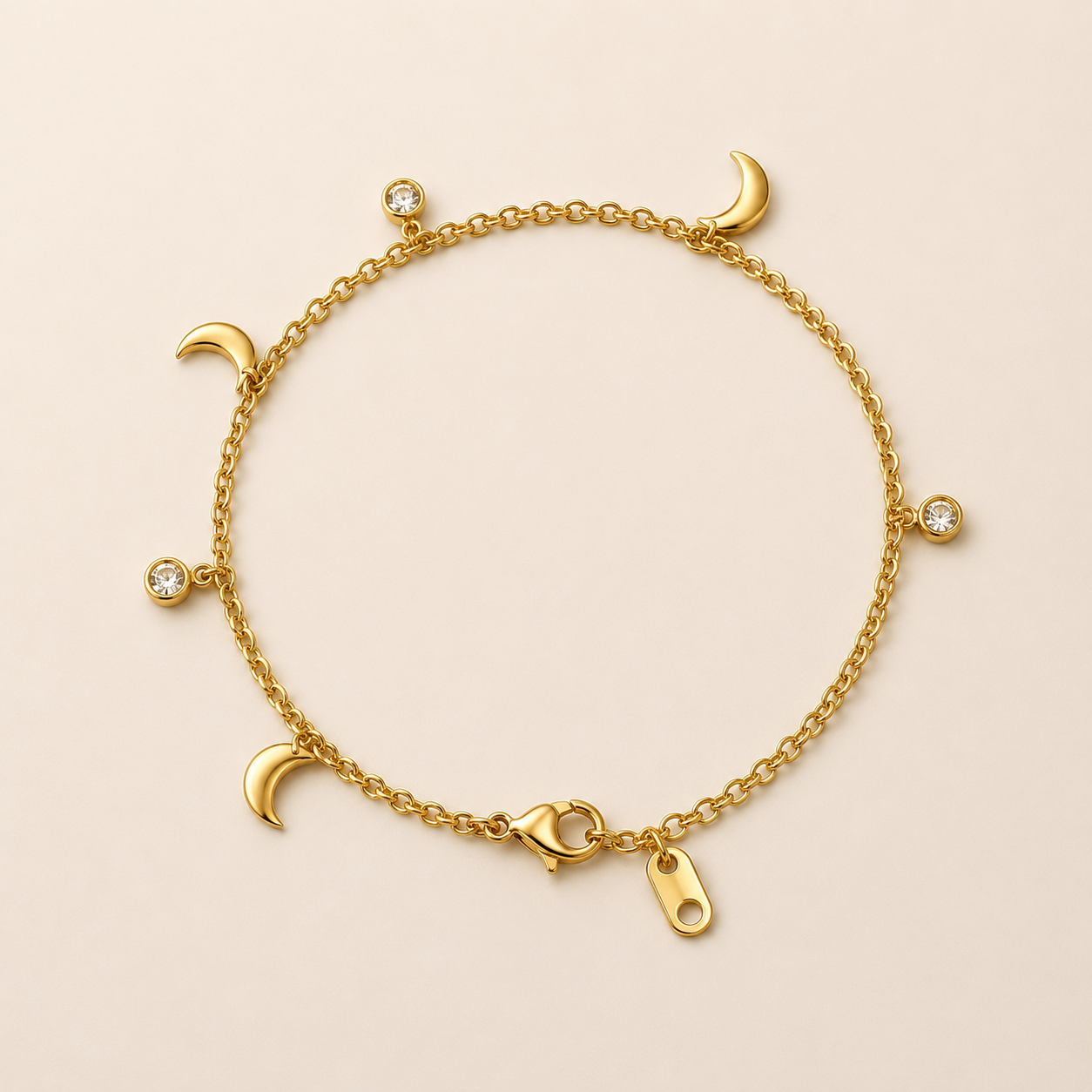 Moonlight Charm Bracelet – Elegant Gold Finish