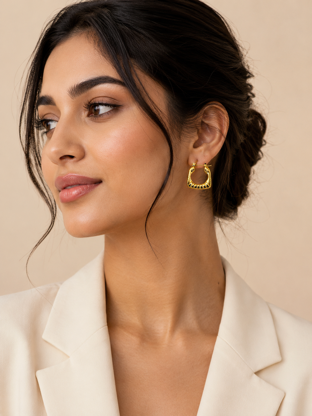 Golden Aura Textured Hoops