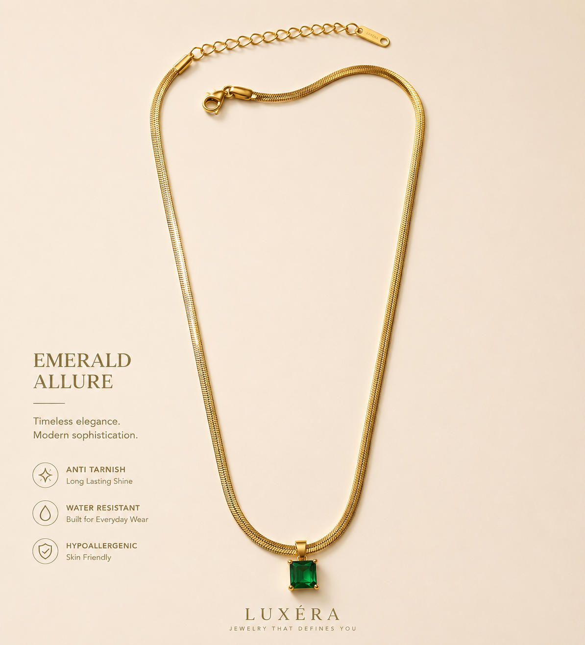 Emerald Elegance Pendant Necklace