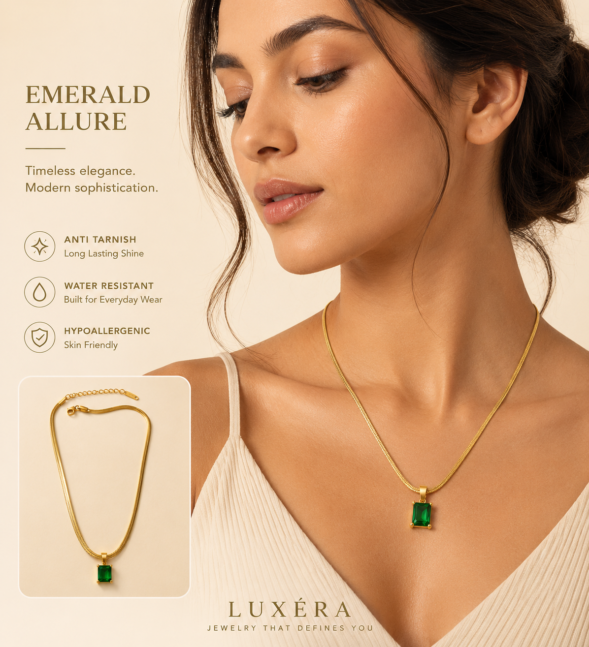 Emerald Elegance Pendant Necklace