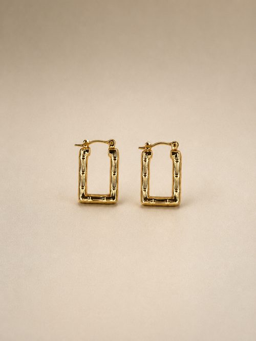 Bamboo Luxe Rectangular Hoops ✨