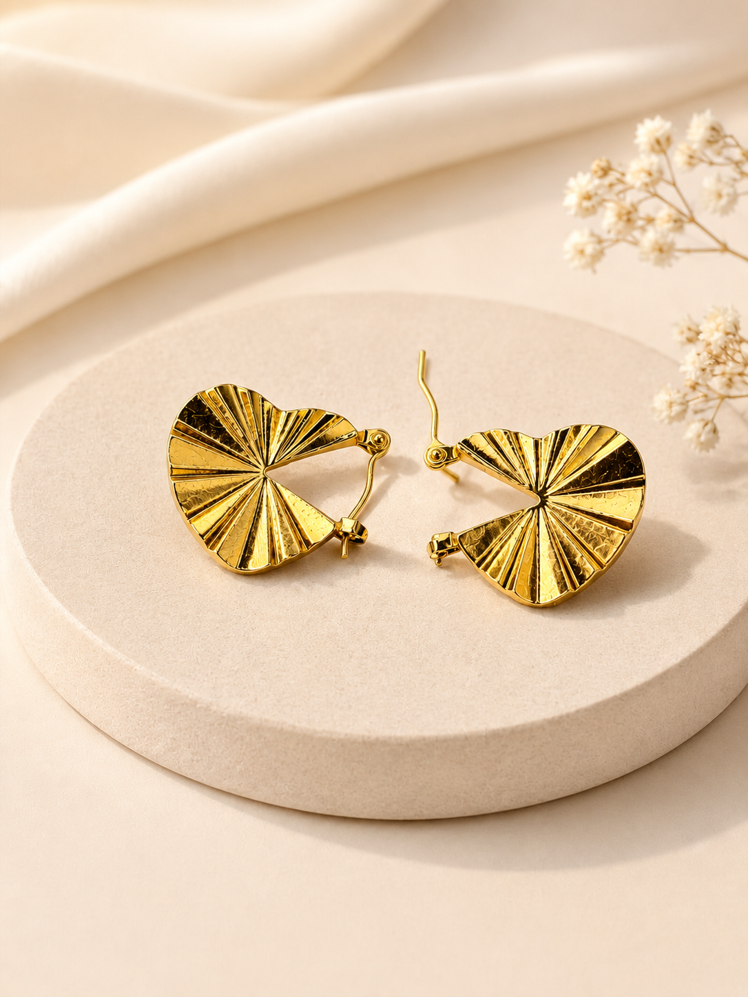 Golden Heart Hoop Earrings ✨